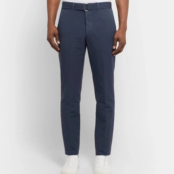 NEW Officine Generale Paul Pant SIZE 50 US 33 Unhemmed Navy Linen Trousers NWT - Picture 1 of 15